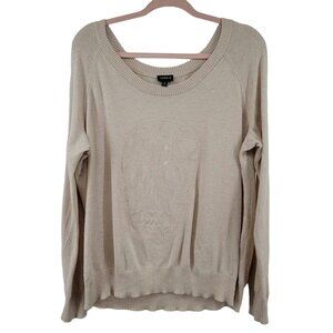 Torrid 100% Cotton Long Sleeve Skull Sweater Cream‎ Size 2